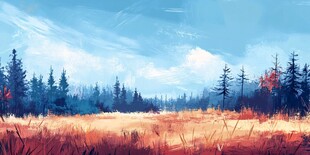 秋日旷野森林梦幻风景图