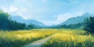 田园小径 清新自然风光