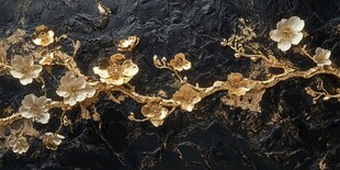 金色梅花枝装饰艺术图案