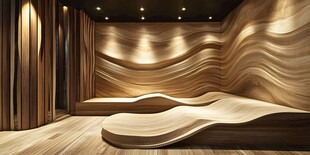 波浪形木质室内创意空间