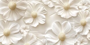 立体白花墙面装饰图案