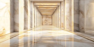 大理石走廊的梦幻光影