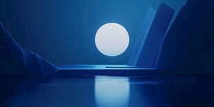 月下幽蓝山水意境画面