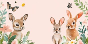 三只萌宠兔的春日花园