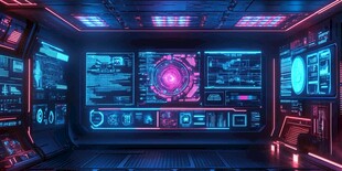 未来科幻风的酷炫操控室