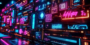 赛博朋克风数字科技墙