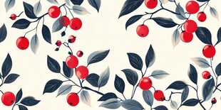 红果绿叶图案精美背景图