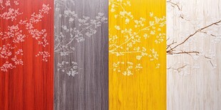 多彩木纹花卉背景图案