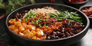 美味杂酱面 食材丰富诱人