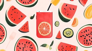 夏日缤纷水果插画图案