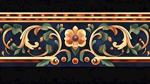 古典花卉边框装饰图案