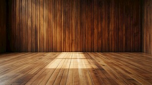 木质墙面与地板室内场景