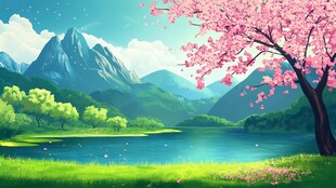 春日湖畔樱花美景