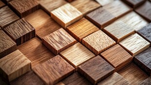 多彩木块拼接的视觉盛宴