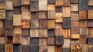 木质方块拼接墙面纹理