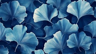 蓝色银杏叶图案背景