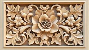 中式木雕花卉装饰图案