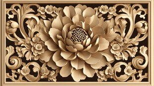 中式浮雕牡丹花纹饰图案