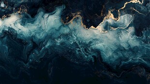 深邃蓝金交融的流体艺术