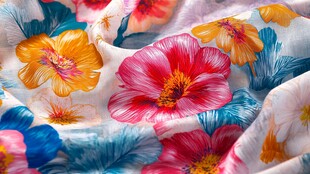 花卉图案的多彩柔软织物