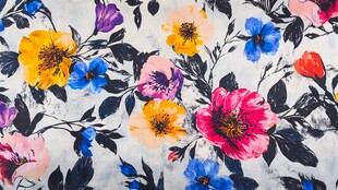 多彩花卉印花布料纹理