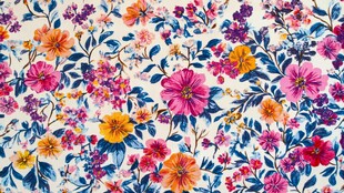多彩花卉图案布料纹理