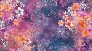 梦幻花卉水彩背景图