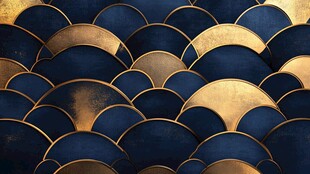 蓝金渐变扇形图案背景