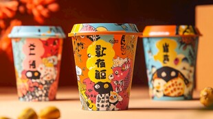 创意卡通风格奶茶纸杯设计