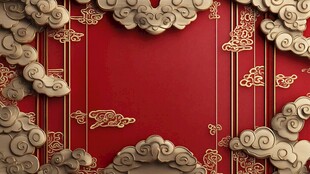 中式红底祥云精美边框
