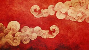 中式红底金色祥云图案