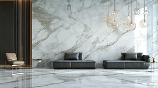 现代大理石风客厅优雅场景
