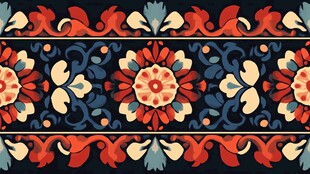 民族风花卉连续图案