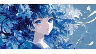 蓝发飘逸的梦幻少女