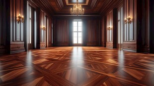 奢华复古风的宽敞木质大厅