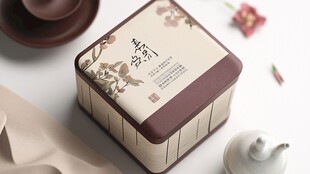 中式复古风茶叶铁盒包装