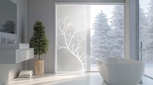 冬日简约风浴室窗外雪景