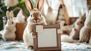 萌兔举框 可爱瞬间