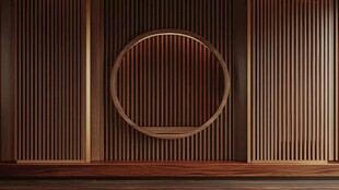 中式木质圆框墙面装饰