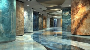 华丽大理石柱装饰的走廊