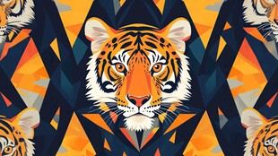 老虎几何图案无缝背景
