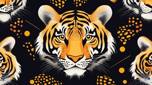 虎纹图案 老虎与几何元素