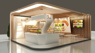 现代简约风食品展示摊位