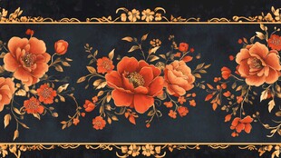 中式黑金花卉精美装饰画