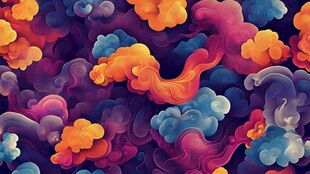 梦幻多彩云朵抽象图案