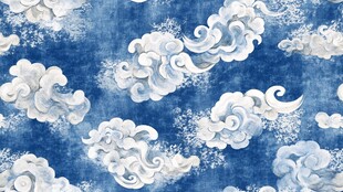 中式蓝白祥云纹理图案