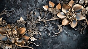 金属花卉装饰艺术背景