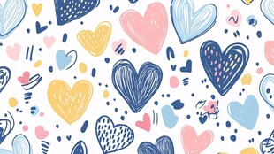 手绘爱心多彩图案背景