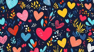 爱心花卉多彩图案背景