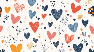 多彩手绘爱心图案背景